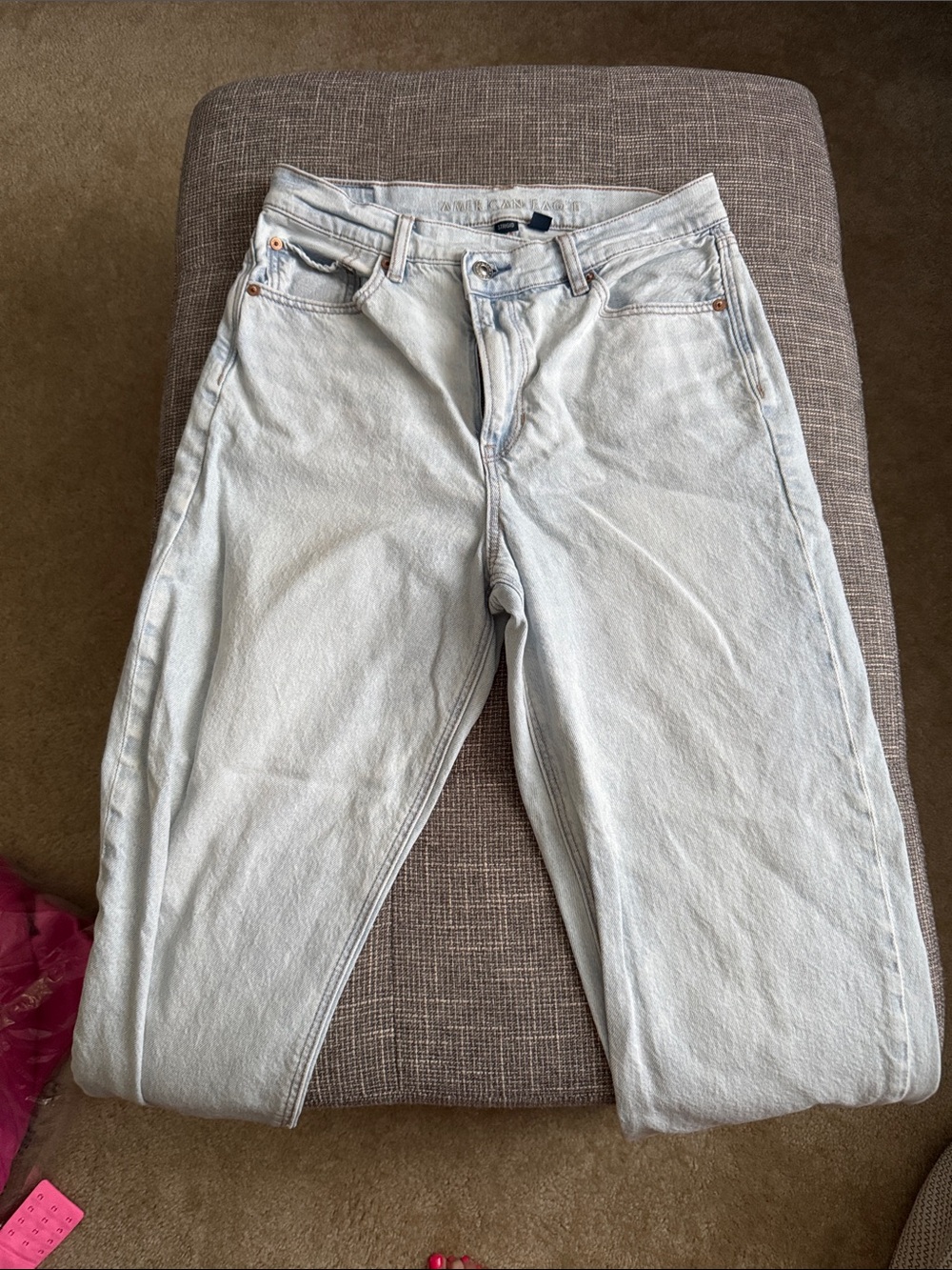 American Eagle Outfitters Light Blue Denim Jeans with Brown Stitching